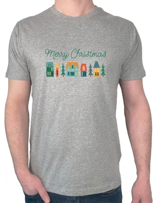 Produktbild von Huuraa Herren T-Shirt Merry Christmas Weihnachtsdorf XXL Sport Grey Bio Baumwolle Fairtrade Herrenshirt Geschenkidee