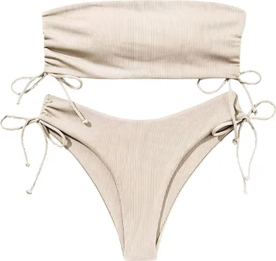 Zdjęcie produktu dla Kostium kąpielowy Bikini dwuczęściowe Push Up High Top Beige XS