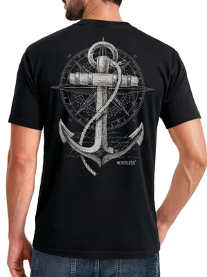 Produktbild von Herren T-Shirt Backprint - Anker Design - Baumwollshirt Männer Fashion Streetstyle Slim Fit Neverless®