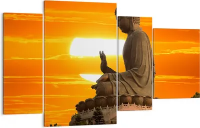 Produktbild von Bild auf Leinwand - Leinwandbild - tempel buddha - 120x70cm - Wand Bild - Wanddeko - Wandbilder - Leinwanddruck - Bilder - Kunstdruck - Wanddekoration - Leinwand bilder - Wandkunst - DL120x70-3532