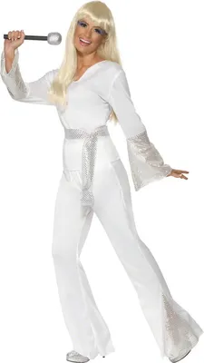 Produktbild von 70er Jahre Dancing Queen Kostüm Weiß Gr. 36/38 (S), 40/42 (M), 44/46 (L), Größe:M
