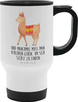 Produktbild von Mr. & Mrs. Panda Thermobecher To Go Alpaka Stolz - Weiß - Geschenk, Kaffee-Thermobecher, thermosbecher, Kaffeebecher, Reisebecher