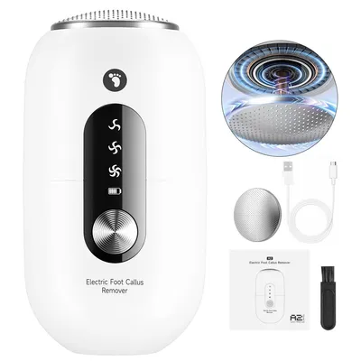 Produktbild von Elektrischer Fußhorn-Entferner, 360° Edelstahl-Rotationskopf, 3 Geschwindigkeiten, leise, 750mAh Akku, tragbar, effizient & kompakt