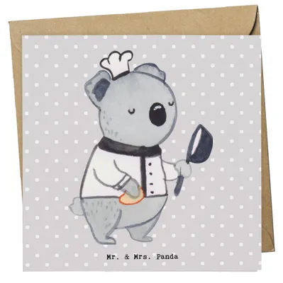 Produktbild von Mr. & Mrs. Panda Glückwunschkarte Beikoch Herz - Grau Pastell - Geschenk, anlasskarte, Restaurant, Klappkarte, Grußkarte, doppelkarte, faltkarte, Gastronomie, Abendessen