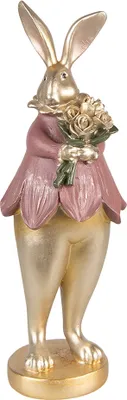 Produktbild von Clayre & Eef Figur Kaninchen 11x10x29 cm Goldfarbig Polyresin