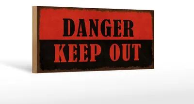 Produktbild von Holzschild Hinweis 27x10cm Danger keep out