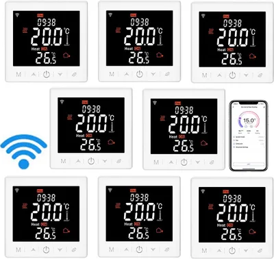 Produktbild von 8X WIFI Wasser-Fussbodenheizung 3A Thermostat mit Anwendung und Sprachsteuerung 3,5'' LCD-Display programmierbarer Thermostat Kindersicherung Wettervorhersage Wandthermostat