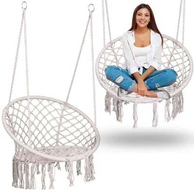 Produktbild von Hängeschaukelstuhl im Boho-Stil, beige