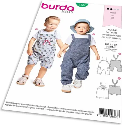 Obrázok produktu pre Strih Burda 9337 - Detské nohavice, lacláče