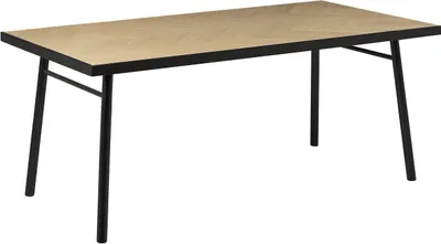 Obrázek produktu pro BELIANI Jídelní stůl světlý jasan černý MDF kaučukovým dřevem 180 x 90 cm obdélníkový 8místný Tradiční jídelna