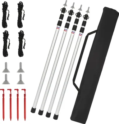 Zdjęcie produktu dla Aopunly – zestaw 4 teleskopowych tyczek aluminiowych do namiotu, 87,5–234,5 cm – tyczki do namiotu kempingowego, parasola plażowego, markizy, schroniska, kempingu, wędrówek