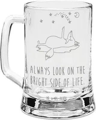 Produktbild von Mr. & Mrs. Panda Krug Fuchs Sterne - Transparent - Geschenk, Positiv, Hoffnung, Mond, Glas Bierkrug, Seidel, Bierhumpen, Gravur, Optimistisch, Humpen