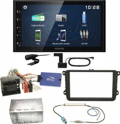 Produktbild von Kenwood DMX129DAB DAB+ Bluetooth USB Einbauset für Beetle Jetta Sharan T5