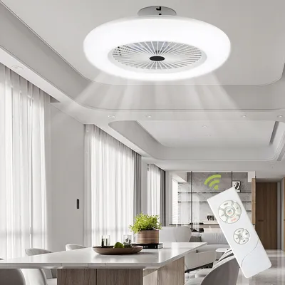 Obrázek produktu pro Fiqops 80W Stropní ventilátory Stmívatelná lampa LED Moderní bílý ventilátor Dálkové ovládání