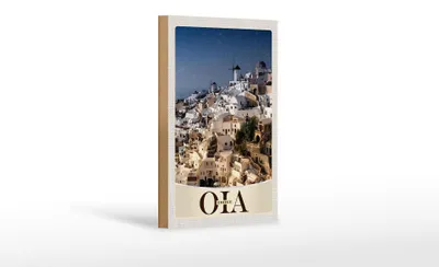 Produktbild von Holzschild Reise 12x18 cm Oia Greece Insel Griechenland Urlaub