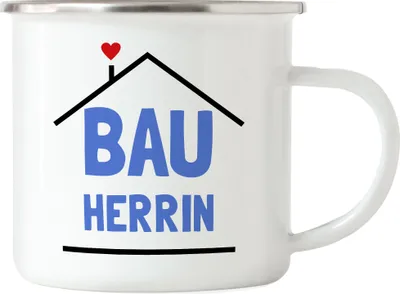 Produktbild von Bauherrin Emaille Tasse Hausbau Richtfest Häuslebauer Geschenk Einzug Eigenheim Spruch Lustig