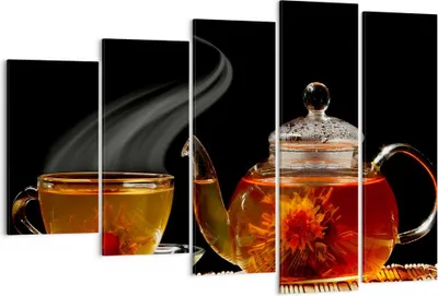 Produktbild von Bild auf Leinwand - Leinwandbild - Asien tee geschmack topf - 150x100cm - Wand Bild - Wanddeko - Leinwanddruck - Bilder - Kunstdruck - Wanddekoration - Leinwand bilder - Wandkunst - EG150x100-2253