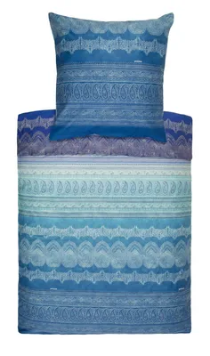 Produktbild von Bassetti Baumwollsatin-Bettwäsche-Garnitur BRUNELLESCHI Farbe TÜRKIS V2 Größe 135x200+80x80