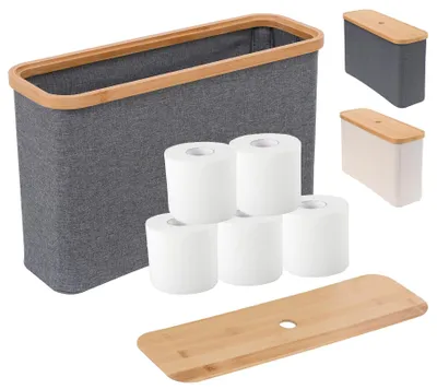 Image de Omgoods - Boîte de rangement pour papier toilette, 19 litres, pliable avec couvercle