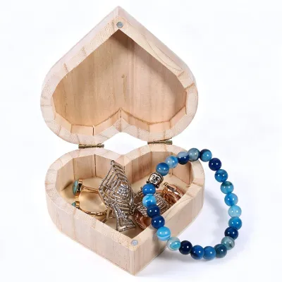 Herzförmige Holzbox – Schmuck-Organizer, 1 Stück, stapelbar