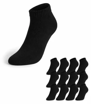Produktbild von 12 Paar Sneaker Socken Damen Herren Baumwolle ohne Naht Schwarz/43-46