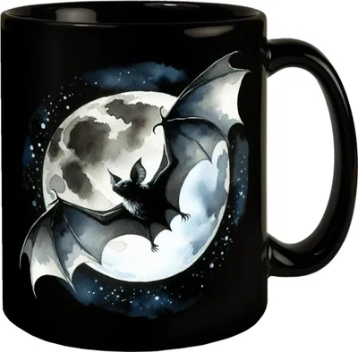 Produktbild von Fledermaus im Mondlicht Tasse in Schwarz