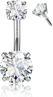 Zdjęcie produktu dla 14G 925 srebrny piercing do pępka tytanowy złoty piercing do pępka z cyrkoniami 6/8/10/12mm