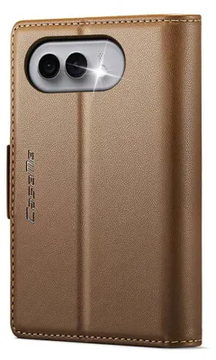 Zdjęcie produktu dla CaseMe, etui-portfel dla iPhone, imitacja skóry , z funkcją podstawki i ochroną RFID, kolor brązowy