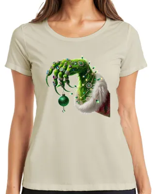Immagine prodotto di Grinch Mano di Natale Guaio di Natale albero di Natale - Natale Xmas Ladies T-Shirt, Natura, M