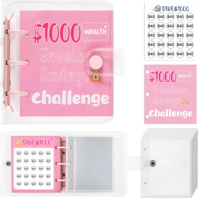 Produktbild von 25 Umschläge, Geldspar-Challenge-Ordner, Mini-Budgetbuch zum Sparen von 150/300/500/1000 $ für Zuhause, Büro, Schule