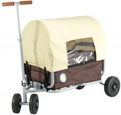 Produktbild von Beachtrekker faltbarer Bollerwagen Life mit integrierter Feststellbremse und Sonnenverdeck Braun und PolyurethanReifen