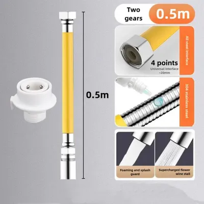 Obrázek produktu pro Prodlužovací hadice pro kohoutek - Flexibilní nástavec na kohoutek, 50 cm - 2 možnosti proudění - Otočný o 360° - S ochranou proti stříkání - Vhodné do kuchyně i koupelny