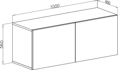 A technical drawing of a black, high-gloss TV cabinet with chrome accents, showing its dimensions.