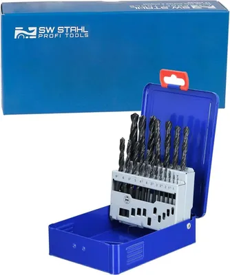 Image de SW-Stahl 80419L Jeu de 19 outils HSS de 1 à 10 mm en cassette métallique