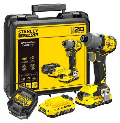 Image de STANLEY FATMAX V20 Visseuse à Impacts 203 Nm Brushless - Lithium 18V - 2 Batteries 2 Ah - SFMCF830D2K-QW