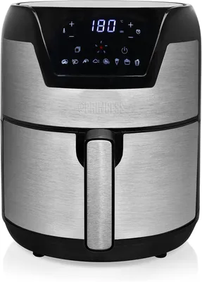 Digitaler Airfryer XXL rund – 4,5 L Volumen – 66,7% weniger Energieverbrauch – Edelstahl – 10 vorprogrammierte Einstellungen