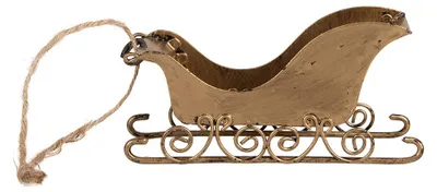 Produktbild von Clayre & Eef Weihnachtsanhänger Schlitten 19x4x5 cm Goldfarbig Metall