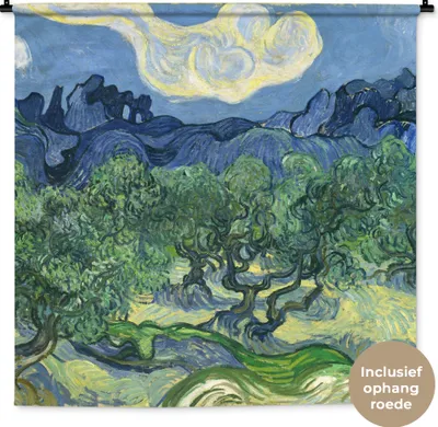 Produktbild von MuchoWow® Wandteppich Wandbehang Die Olivenbäume - Vincent van Gogh 150x150 cm Tapisserie Dekoration Wandtuch - Wohnaccessoires - Modernes
