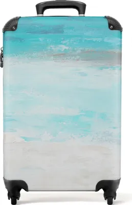 Produktbild von NoBoringSuitcases.com® Koffer Handgepäck Trolley Rollkoffer Kleine Reisekoffer mit 4 Rollen - Farbe - Blau - Weiß - Kunst - Cabin Size < 55x40x23 cm & 55x40x20 cm - Fotokoffer - Kabinenkoffer - BoardgepäckHandgepäck Koffer 55x35x20 cm, 36L,