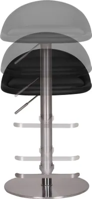 Image de FineBuy Tabouret de bar en acier inoxydable blanc, hauteur d'assise réglable de 54 à 79 cm, tabouret de bar avec dossier, tabouret de bistrot rembourré, tabouret de comptoir pivotant à 360°