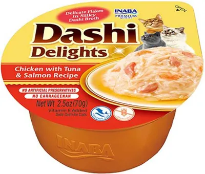 Produktbild von INABA Dashi Delights Huhn-Thunfisch & Lachs-Bouillon - Katzenleckerli - 70g
