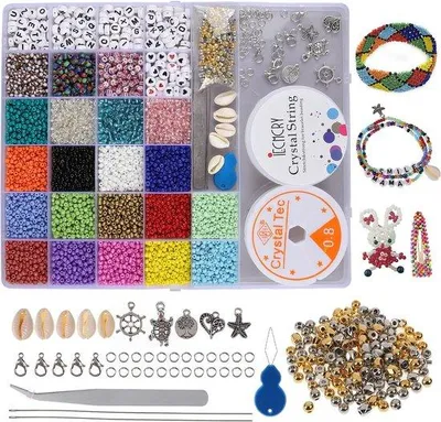 Produktbild von Famanu DIY Schmuckset – Bunte Perlen für kreative Projekte – für Erwachsene und Kinder