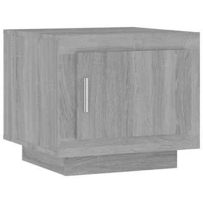 A single, gray wooden cabinet with a door and a handle, presented against a white background.