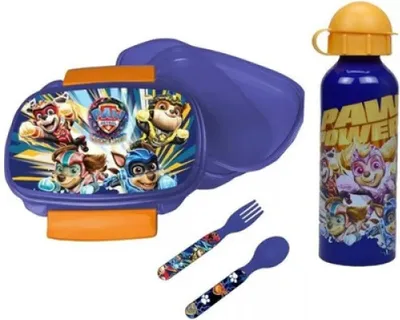 Produktbild von Paw Patrol Chase 4 tlg Kinder Set Brotdose Alu-Trinkflasche Besteck