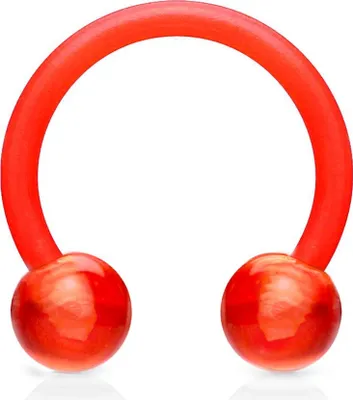 Produktbild von viva-adorno 1 Stück 1,2x10x4mm Universal Hufeisen Piercing Kunststoff mit UV Kugeln Septum Lippe Augenbraue Nase Piercing Z292, rot