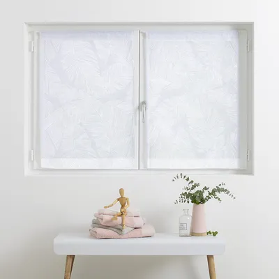 Obrázek produktu pro Krátké kuchyňské záclony Leaf, vzor listů, 2 kusy, 60 x 90 cm