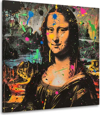 Produktbild von Mona in bunter Pop Art Leinwandbild Wandbild Kunstdruck XL Wanddeko: 100x100x4cm