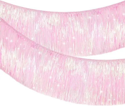 Productafbeelding van Slinger met franjes - Metallic - Roze - 20 x 200 cm - Glanzend - Decoratie - Feest - Verjaardag - Bruiloft - Nieuwjaar