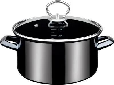 Produktbild von Gsw  Black STAR Sauce POT Kochtopf inkl. Deckel, emailliert, 20 cm Durchmesser, Induktionsherd-geeignet