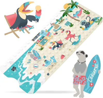 Produktbild von Kinder Badematte 100 x 40 cm, rutschfest, für Badewanne, BPA-frei